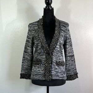 Tribal Black White Silver Cardigan Size PS